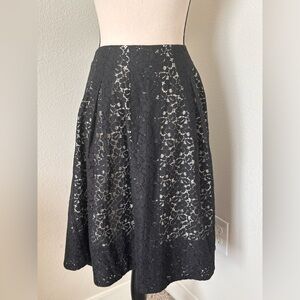 Talbots Black Lace A-Line Midi Skirt
